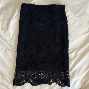Whimsy Goth Lulu's Black Lace Pencil Midi Skirt size M